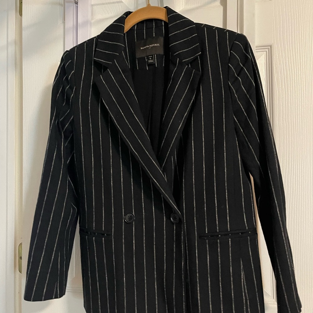 Banana Republic Black Pinstripe Blazer